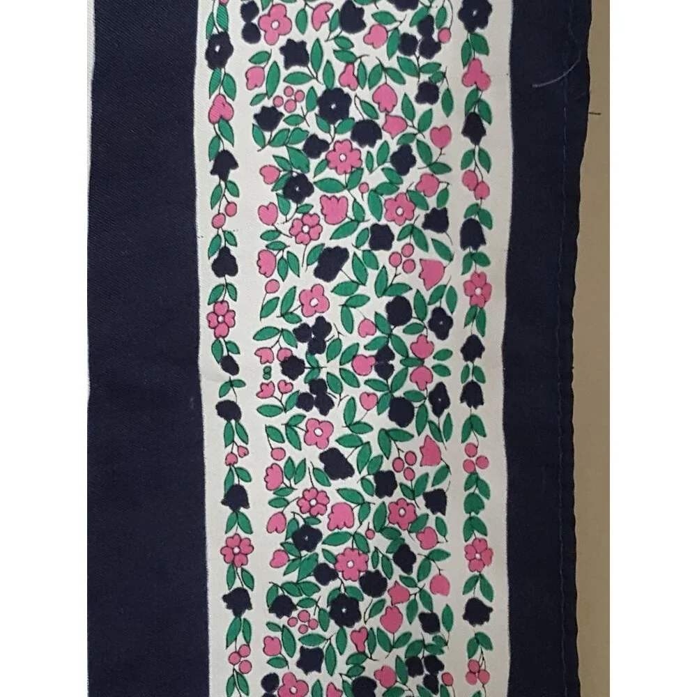 Vintage‎ Womens Scarf Square Floral blue Yellow Pink 26